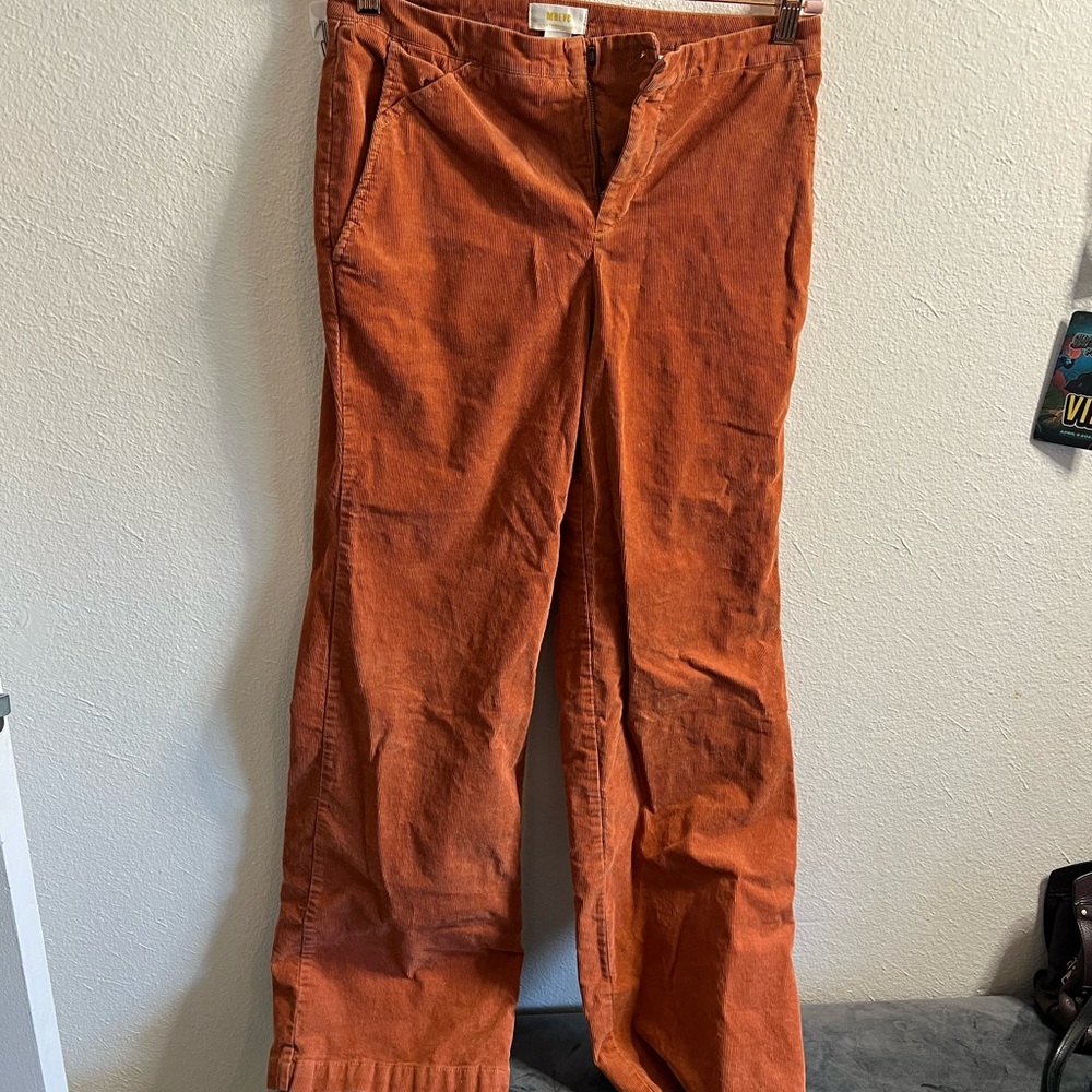 Anthropologie Orange Corduroy Pants Straight Leg